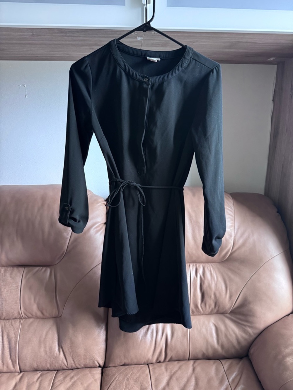 Merona Black Long-Sleeve Tie-Waist Dress
